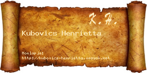 Kubovics Henrietta névjegykártya
